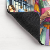 Stijlvolle stad Vrouw Shopper Muismat (Hoek)