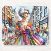 Stijlvolle stad Vrouw Shopper Muismat (Voorkant)