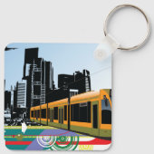 Stijlvolle stads tram vervoer kunst sleutelhanger (Achterkant)