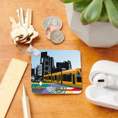 Stijlvolle stads tram vervoer kunst sleutelhanger
