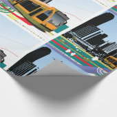 Stijlvolle stadstram transportkunst cadeaupapier (Hoek)
