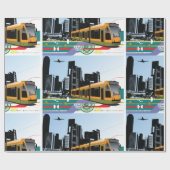 Stijlvolle stadstram transportkunst cadeaupapier (Vlak)