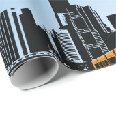 Stijlvolle stadstram transportkunst cadeaupapier (Rol Hoek)