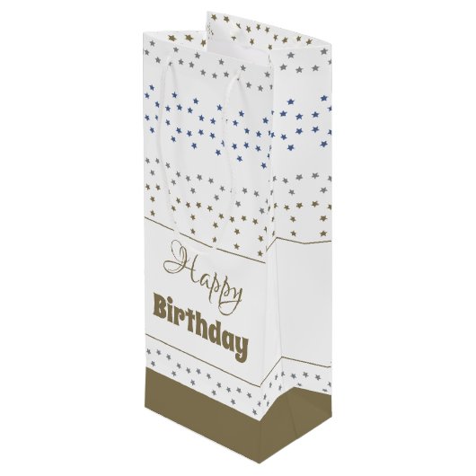 Stijlvolle Star Patterned Papier Verjaardag Gift B Wijn Cadeautas (Achterkant Gekanteld)