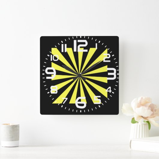 Stijlvolle Starburst Clock. Art Deco. Vierkante Klok (Huis)