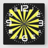 Stijlvolle Starburst Clock. Art Deco. Vierkante Klok (Voorkant)