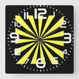 Stijlvolle Starburst Clock. Art Deco. Vierkante Klok