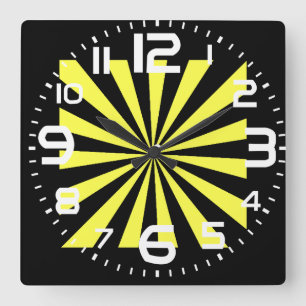 Stijlvolle Starburst Clock. Art Deco. Vierkante Klok