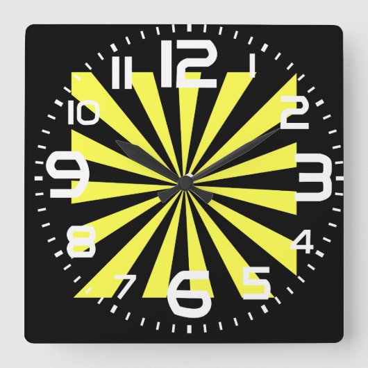 Stijlvolle Starburst Clock. Art Deco. Vierkante Klok (Voorkant)