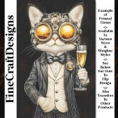 Stijlvolle Steampunk Cat + Champagne AG9 Decoupage Tissuepapier