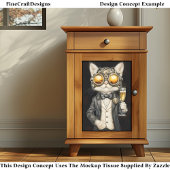 Stijlvolle Steampunk Kat + Champagne AG9 Découpage Tissuepapier