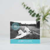 Stijlvolle stempel Save the date Briefkaart (turqu (Staand voorkant)