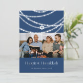 Stijlvolle ster met mousserende lampjes Hanukkah-f Feestdagenkaart (Staand voorkant)