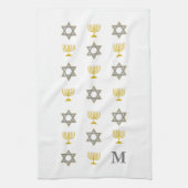 Stijlvolle ster van David Menorah Joodse Monogram Theedoek (Verticaal)