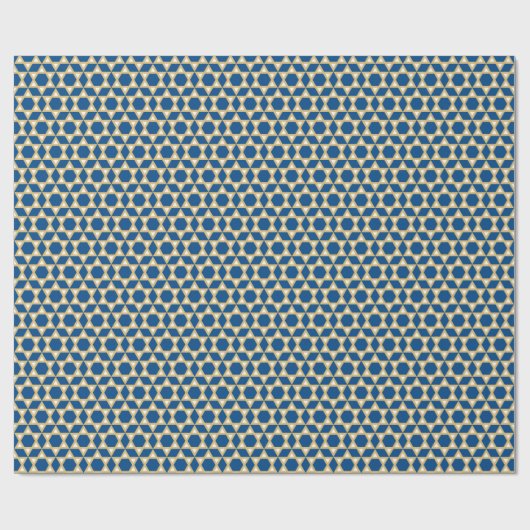 Stijlvolle ster van David Pattern Blue White Gold Cadeaupapier (Vlak)