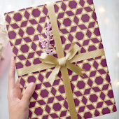 Stijlvolle ster van David Pattern Plum White Gold Cadeaupapier