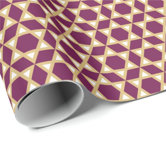 Stijlvolle ster van David Pattern Plum White Gold Cadeaupapier (Rol Hoek)