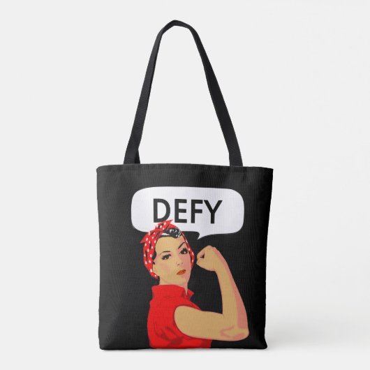 Stijlvolle  sterke vrouw en onbewerkte tekst tote bag (Achterkant)
