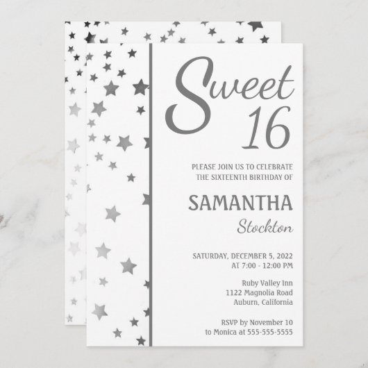Stijlvolle sterren Sweet 16 Kaart (Voorkant / Achterkant)