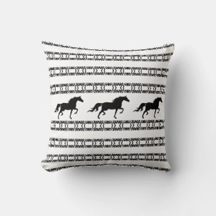 Stijlvolle sterrenpatroon & paarden in zwart & wit kussen
