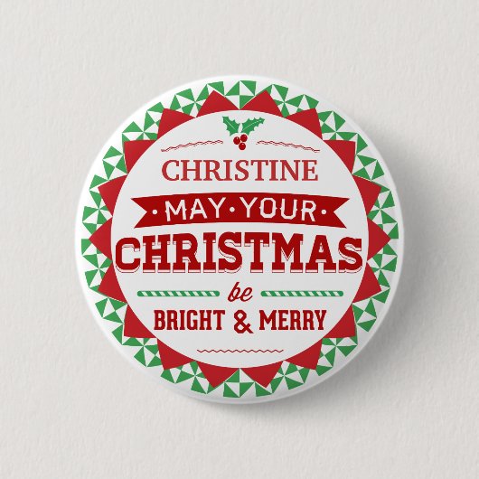 Stijlvolle stijl Aangepaste kersttypografie Ronde Button 5,7 Cm (Voorkant)