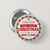 Stijlvolle stijl Aangepaste kersttypografie Ronde Button 5,7 Cm (Voorkant /achterkant)