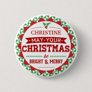 Stijlvolle stijl Aangepaste kersttypografie Ronde Button 5,7 Cm