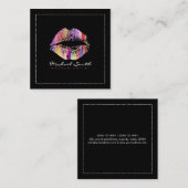 Stijlvolle, stijlvolle lips Modern Black Vierkante Visitekaartje (Voorkant / Achterkant)
