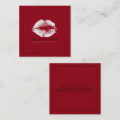 Stijlvolle, stijlvolle, moderne dieprode lips vierkante visitekaartje (Voorkant / Achterkant)