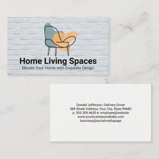 Stijlvolle stoel Logo | Meubilair Visitekaartje (Voorkant / Achterkant)