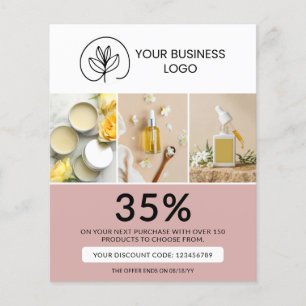Stijlvolle Stof Roze Marketing Korting Code Flyer