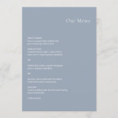 Stijlvolle Stofblauwe Moderne Trouw Menu (Voorkant)