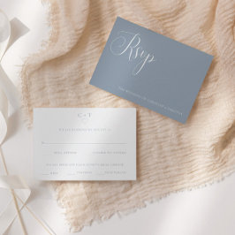 Stijlvolle Stoffige Blauwe Bruiloft Maaltijd Keuze Notitiekaartje