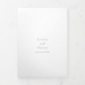 Stijlvolle stoffige blauwe moderne bruiloft drieluik uitnodiging (Cover)