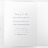 Stijlvolle stoffige blauwe moderne bruiloft drieluik uitnodiging (Binnenzijde eerst)