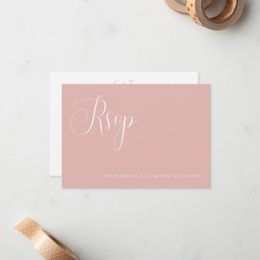 Stijlvolle stoffige roze bruiloft maaltijd keuze R Notitiekaartje (Voorkant / Achterkant in situ)