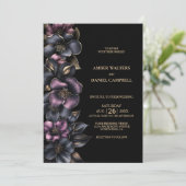 Stijlvolle stoffige roze en grijze bloemenbruiloft kaart (Staand voorkant)