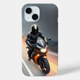 Stijlvolle straatmotorrijder racen iPhone 15 case