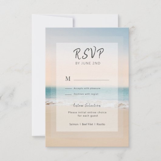 Stijlvolle strand menuopties Bindend RSVP (Voorkant)