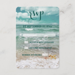 Stijlvolle strand strale bruiloft RSVP Kaartje