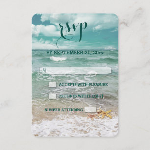 Stijlvolle strand strale bruiloft RSVP Kaartje