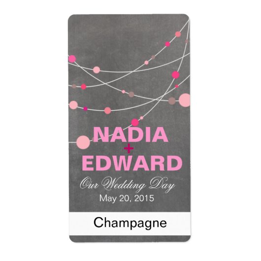 Stijlvolle Strands krijtbord roze Wijnlabel Etiket (Voorkant)