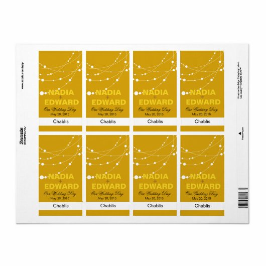 Stijlvolle strengen | geel witte Wijn Label (Full Sheet)