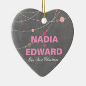 Stijlvolle strengen | Schaalbordroze foto Keramisch Ornament (Rechts)