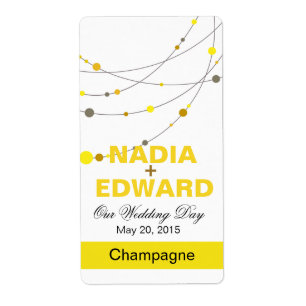 Stijlvolle strengen wit geel Wijnlabel Etiket