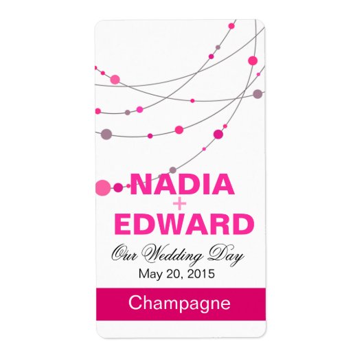 Stijlvolle strengen | witte fuschia Wijnlabel Etiket (Voorkant)