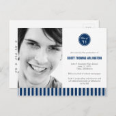 Stijlvolle Strepen Afstuderen Aankondiging/Uitnodi Uitnodiging Briefkaart (Voorkant / Achterkant)