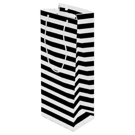 Stijlvolle strepen en bloemen Wijntas Wijn Cadeautas (Achterkant Gekanteld)