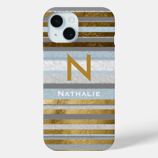 Stijlvolle strepen en monogram Case-Mate iPhone case (Achterkant)