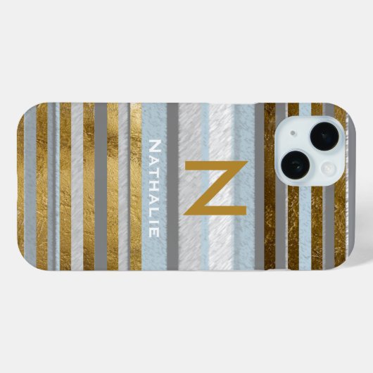 Stijlvolle strepen en monogram Case-Mate iPhone case (Achterkant (horizontaal))